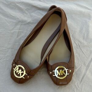 Michael Kors Gold Accent Brown Flats